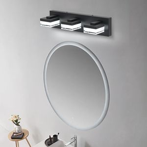 Modern LED Bathroom <b>Vanity</b> <b>Light</b> with Transparent Acrylic Matt Black Finish 3-<b>Light</b> Over Mirror Design and Black-Iron Frame - Product Image 3