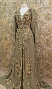 ชุดเดรสคาฟตันอาหรับอาบายะยาวถึงพื้นของผู้หญิงแบบสุภาพหรูหราพร้อมกระดุมตกแต่งเอวธรรมชาติสไตล์มุสลิมแนวแฟนซี - Product Image 3