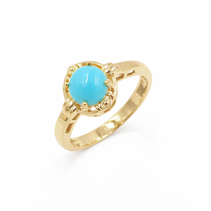 Anillo de Diseño Clásico Grabado Vintage de Plata 925 con Turquesa Cabujón del Imperio Egipcio, Chapado en Oro y Rodio, de Ishime Jewels - Product Image 1