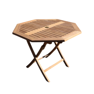 Mesa Plegable Octogonal de Madera de Teca, Muebles de Jardín para Exteriores, Diseño Rústico, Mesa Plegable para Patio, Color Natural - Product Image 1