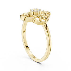 Bague Halo Florale en Or Jaune avec Grappe de Diamants de Laboratoire, Bijoux Fins d'Inspiration Vintage pour Femme, Cadeau d'Anniversaire - Product Image 2