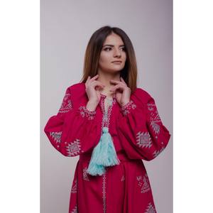 Robe en lin brodée à la main de style ukrainien rouge 2026, broderie traditionnelle, meilleure qualité, robe naturelle lavable pour femme - Product Image 3