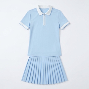 Ensemble de tenue de tennis pour filles, jupe plissée et t-shirt, léger et respirant, avec logo personnalisé, marque privée, OEM, vente en gros - Product Image 3