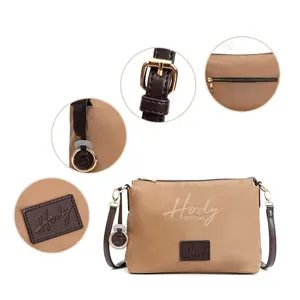 กระเป๋าไนลอนน้ำหนักเบาพร้อมสายปรับได้ ดีไซน์เรียบง่ายหรูหรา ความจุขนาดใหญ่ ซิปกันน้ำ ปิดด้วยเชือกรูด - Product Image 3