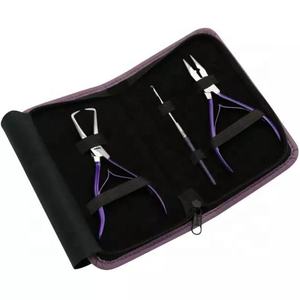 Professional Keratin Hair Extension <b>Pliers</b> <b>Set</b> Beautiful Leather Pouch Best Quality Pricking Tool Kit with Needles ANAAIF - Product Image 1