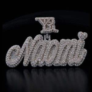 Luxira Jewels Colgante de Letra con Moissanita Engastada, Plata de Ley 925 Bañada en Rodio, Micro Pavé, Estilo Hiphop, Joyería Unisex para Fiesta - Product Image 1