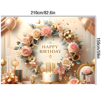 Toile de fond d'anniversaire personnalisée bannière 82.6x59 pouces rose fleur gâteau anniversaire Photo toile de fond pour les filles décoration de fête d'anniversaire