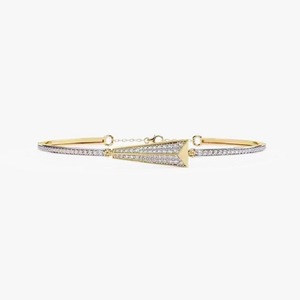 Round Shape Diamond Tennis <b>Bracelet</b> Minimalist 18k Yellow Gold Stackable <b>Bracelet</b> Romantic Anniversary Gift for Wife for Parties - Product Image 1