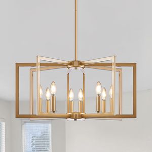 27\" Modern Golden Geometric 8-<b>Light</b> Chandelier Industrial Metal Pendant <b>Light</b> Fixture for Living <b>Kitchen</b>-<b>Bulb</b> Not Included - Product Image 6