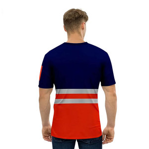 Premium Quality Men's Sleeveless Hi-Vis Waterproof Self-Adhesive Safety Workwear Reflective <b>PVC</b> Nylon Spandex T-Shirt Custom - Product Image 2