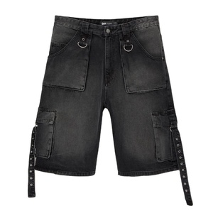 Pantalones cortos de mezclilla lavados para hombre, estilo casual, corte ajustado, estilo urbano, cómodos para el día a día - Product Image 4