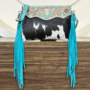 Bolso Bandolera de Cuero con Flecos y Pelo, Hecho a Mano, Estilo Western Floral, Perfecto para Mujer, Venta al por Mayor 2026 - Product Image 4