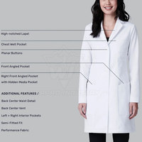 Blouse de laboratoire décontractée en coton et polyester tissé, manches longues, fermeture boutonnée sur le devant, poches profondes, longueur longue, pour le personnel d'usine