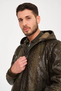 High Quality Python Pattern <b>Leather</b> <b>Jacket</b> Men Genuine Cowhide Designer OEM ODM Wholesale Sample Service Available - Product Image 4