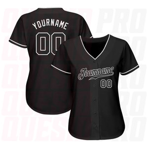 Maillot de baseball authentique noir et noir-blanc entièrement personnalisé avec impression par sublimation, design personnalisé, couleurs du logo - Product Image 6