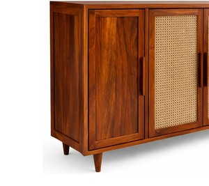 Pindel Handicraft Indian Wooden Console Table Natural Woven Cane Storage Cabinet Dining Room <b>Sideboard</b> - Product Image 3