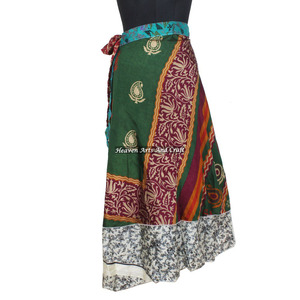 Sexy Bohemian <b>Summer</b> Silk Wrap <b>Skirt</b> for Women Natural Waist 2-Layer Design - Product Image 2