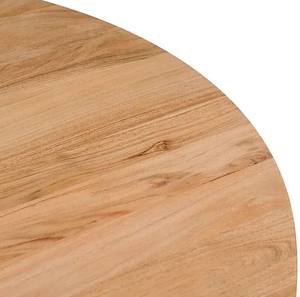 Table à manger ronde en bois d'acacia avec pieds en métal, finition naturelle et noire, table à manger industrielle pour la maison, la cuisine, le bureau, le restaurant - Product Image 3