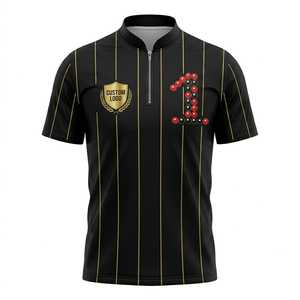 Custom Designed Solid Knitted <b>100</b>% <b>Polyester</b> Formal Men's Sublimation Breathable Quick Dry Short Sleeve Zipper <b>Shirt</b> - Product Image 4