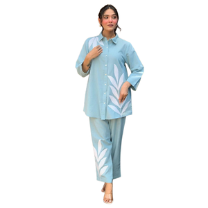 Conjunto de Dos Piezas de Algodón Premium para Mujer con Bordado Aari Fino y Tela Suave - Product Image 1