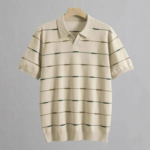 เสื้อยืดโปโลคอวี แขนสั้น ลายเส้น สำหรับผู้ชาย ฤดูใบไม้ผลิ ฤดูร้อน ผ้าไม่หด ใส่สบาย ระบายอากาศได้ดี - Product Image 3