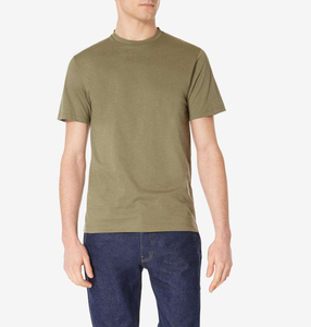 เสื้อยืดคอกลมสีเขียวมะกอกสำหรับผู้ชาย แขนสั้น ผ้าฝ้าย 100% ทรงปกติ สีพื้น เสื้อเจอร์ซีย์ถักแบบลำลอง - Product Image 1
