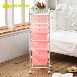 Carrito de almacenamiento de plástico rosa de 8 niveles con ruedas para la organización del hogar, uso en sala de estar y dormitorio - Product Image 5