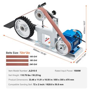 Levigatrice a Nastro 72 x 2 Pollici, Lucidatrice a Velocità Variabile 1500W 2HP, Macchina per Levigatura e Lucidatura con 3 Modalità - Product Image 4