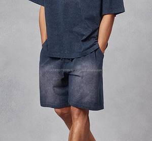 กางเกงขาสั้นออกกำลังกายผู้ชายแบบย้อมสีพื้น ผ้าโพลีเอสเตอร์/คอตตอน ระบายอากาศได้ดี เป็นมิตรกับสิ่งแวดล้อม ความยาวระดับเข่า ล้างสีแบบแอซิดวอช สวมใส่สบายๆ - Product Image 4