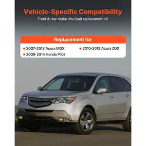 Kit Freni Anteriori e Posteriori Forati e Scanalati Compatibili con Acura MDX 2007-2013, Acura ZDX 2010-2013, Honda Pilot 2009-2014 - Product Image 2