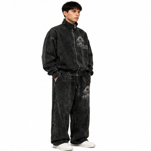 Sweat-shirt oversize en molleton/coton délavé à l'acide, couleur noire, col montant premium, épaules tombantes, pull d'hiver style streetwear, le plus vendu - Product Image 3