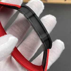 Reloj Mecánico de Lujo Rojo Ultrafino de Fibra de Carbono con Forma de Barril, Esqueletizado, Cristal de Zafiro, Resistente al Agua para Hombre - Product Image 6