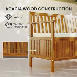 Panca da Giardino in Legno di Acacia con Cuscino, 2 Posti, per Cortile e Spazi Esterni - Product Image 6
