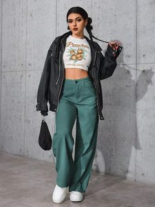 Women's <b>Vintage</b> Sexy Casual Autumn Style Ripped Dark Denim Pants 100% Cotton Mid Waist <b>Boot</b> Cut Full Length Wide Leg - Product Image 6
