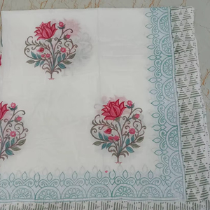 Chal de Algodón Estampado de Lujo para Mujer, Último Diseño Indio, 100% Algodón, Ancho, Estampado a Bloques, Hiyab, Bufanda, Chales - Product Image 1