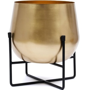 Macetas de Metal Decorativas para Jardín, Diseño Artesanal con Acabado Dorado Ecológico, Tamaño Grande, Decoración para Hogar y Hotel - Product Image 1