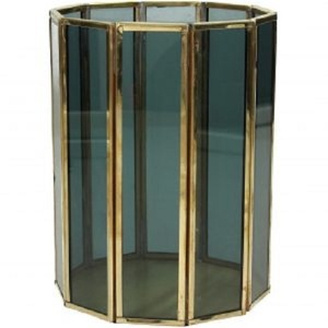 Lanterne vintage en verre noir et métal doré, porte-bougie pour décoration de table, lanternes pour intérieur - Product Image 1