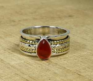 Natural Red Carnelian Pear Shape <b>Ring</b> 925 Sterling Silver Anxiety Fidget <b>Ring</b> - Product Image 3