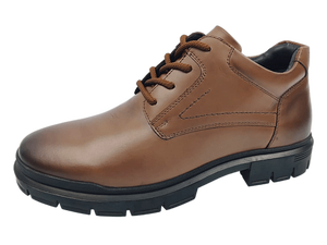 Botas de Tobillo con Cordones de Cuero Genuino Marrón, Punta Redonda, Suela de Goma, Entresuela de EVA, Antideslizantes, para Todas las Temporadas - Product Image 5
