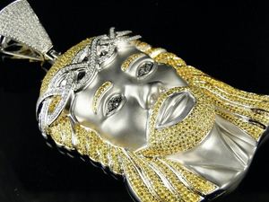 Pendentif Tête de Jésus, Pendentif Hip Hop, Pendentif en Argent 925 Plaqué Or, Pendentif de Foi Chrétienne, Bijou Religieux, Pendentif Bling pour Rappeur - Product Image 2