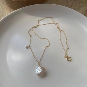 Collier en argent S925 avec pendentif en perle baroque d'eau douce naturelle, simple et polyvalent, accessoire de mode au tempérament unique - Product Image 3