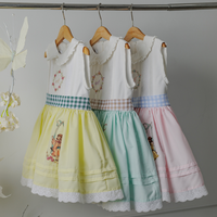 Coton Collection fait à la main bébé filles robe de princesse col rond design vintage dessiné à la main par le fabricant vietnamien ODM Supply -Sofia
