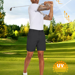 Shorts de golf décontractés en polyester pour hommes, personnalisables avec logo, séchage rapide, anti-humidité, couleur unie, vente en gros - Product Image 6
