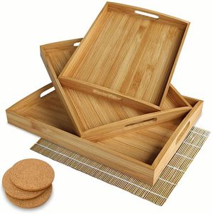 Plateau de service en bois grande capacité pour l'agencement des buffets et le service de repas pour occasions spéciales - Product Image 1