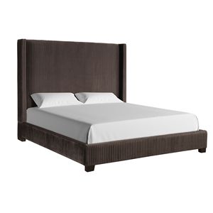 Letto Imbottito King-Size Marrone Scuro in Scatola, Comodo ed Elegante - Product Image 4