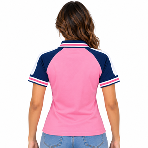 Women's Color Block <b>Polo</b> <b>Shirt</b> Short Sleeve Contrast Striped Collar <b>Pink</b> Navy White Casual Top Ladies Summer Golf Tshirt - Product Image 4