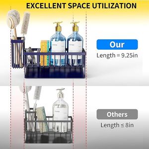 Organisateur d'évier en acier inoxydable 304 bleu marine, support pour éponge et brosse, pour ustensiles et accessoires de nettoyage ménager de cuisine - Product Image 5