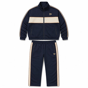 Ensemble de survêtement épais et écologique bleu marine pour homme, avec rayures, manches longues, coupe sportive, coupe régulière, pour l'hiver, 2 en 1 - Product Image 1