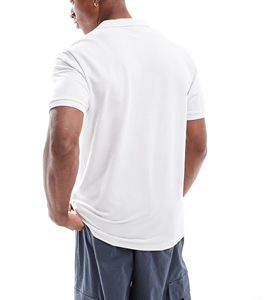 Polo de Manga Corta Blanco para Hombre, Algodón Oxford, Transpirable, Corte Regular Informal, Color Sólido, Diseño con Botones, Tejido - Product Image 4