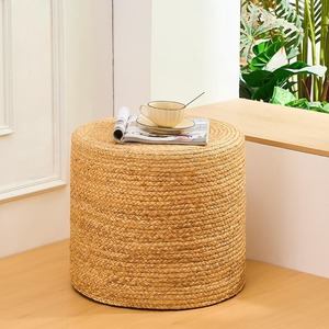 Tabouret rond en jacinthe d'eau tressée écologique, décoration de sol bohème naturelle, pouf, fabriqué au Vietnam - Product Image 2